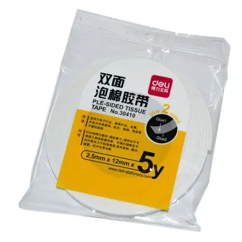 DELI/得力 EVA泡棉双面胶带 30410 尺寸：5y×12mm 颜色：白色 单位:袋
