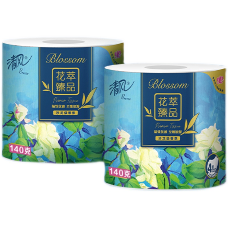 BREEZE/清风 卷筒卫生纸 B21C4HC 花萃臻品4层140克/卷*12*6 单位:箱