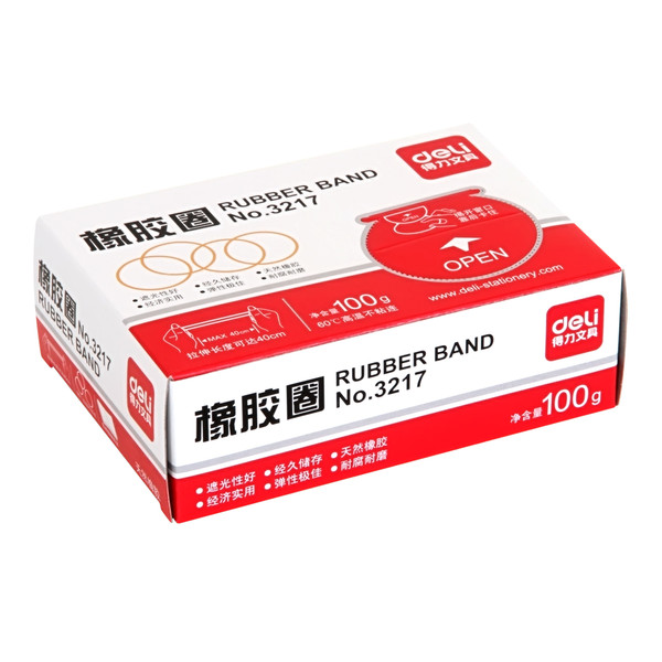 DELI/得力 橡胶圈 3217 净重：100g 颜色：黄色 单位:盒
