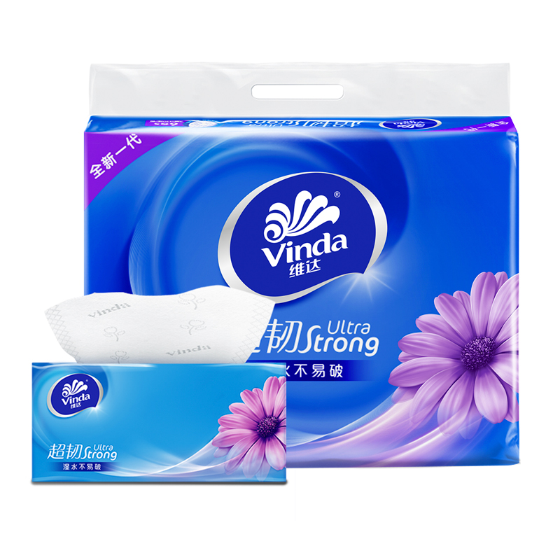 VINDA/维达 超韧3层软抽面巾纸 V2239 规格：133×195mm 抽数：130抽 箱规：130抽/包 6包/提 单位:包