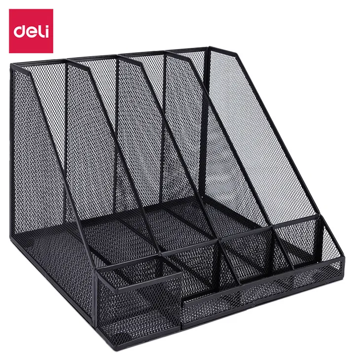 DELI/得力 四联金属网状文件框 78988 颜色：黑色 规格：255mm 尺寸：310×303 单位:个