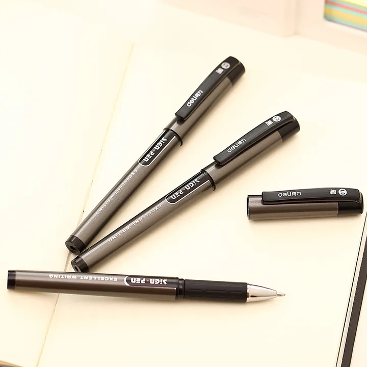 DELI/得力 拔帽式中性笔 S73 1.0mm 子弹头 黑色 单位:支