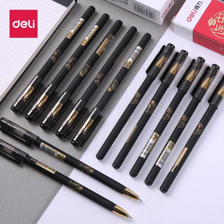 DELI/得力 考试中性笔水笔 S103 颜色：黑色 规格：0.5mm 包装数：12支 单位:支
