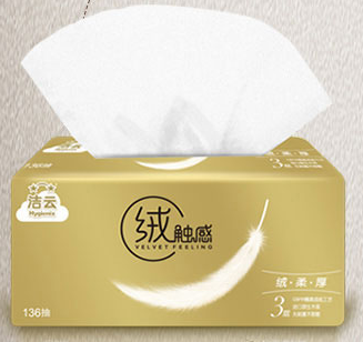 JIEYUN/洁云 面纸 13213201 尚品绒触感 136抽(大幅) 单位:盒