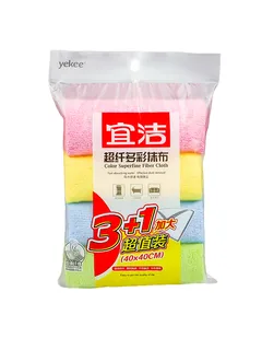 YEKEE/宜洁 抹布 Y-9763 (彩色)超纤多彩加大买3送1 40cmx40cm 单位:包