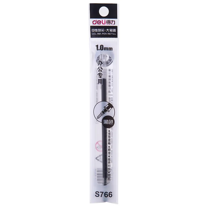 DELI/得力 中性笔芯 S766 颜色：黑色 规格：1.0mm 单位:支