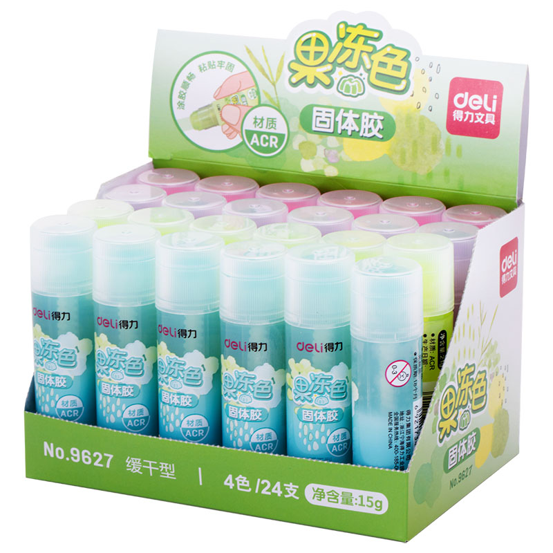 DELI/得力 果冻色固体胶 9627 颜色：混色 净重：15g 单位:支