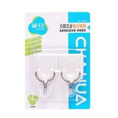 CHAHUA/茶花 粘钩 2909 白色 方圆五金强力粘钩 4.4*7.3*2.1cm 单位:组