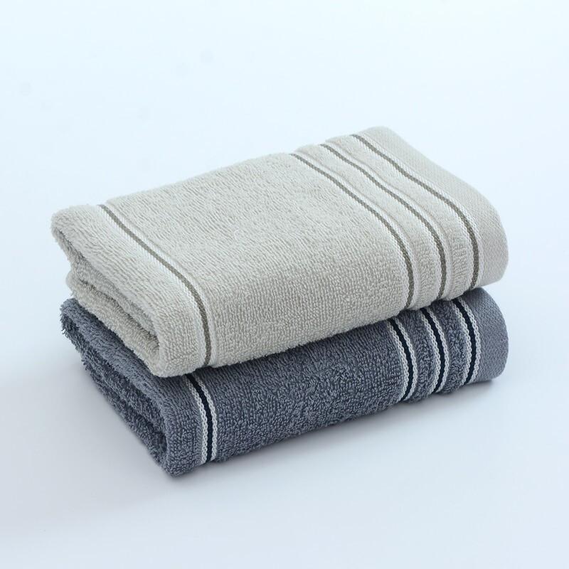 GRACE/洁丽雅 毛巾 长绒棉A类毛巾2条装 100g/条 72×34cm(深灰色+深棕 单位:盒