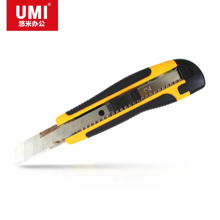 UMI/悠米 橡胶防滑美工刀 B02301Y 颜色：黄色 款式：大号 单位:把