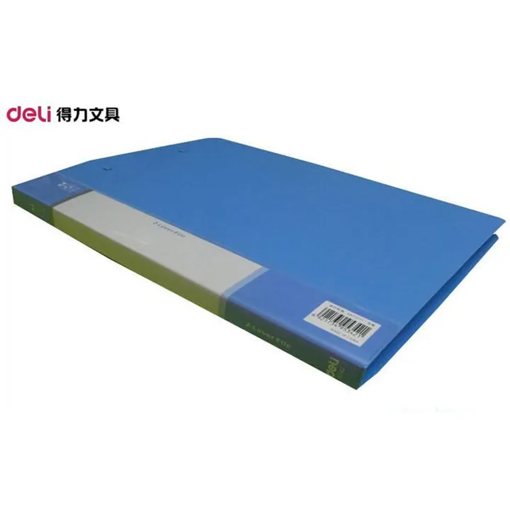 DELI/得力 双强力夹文件夹 5342 蓝色 双夹 背宽18mm 单位:只
