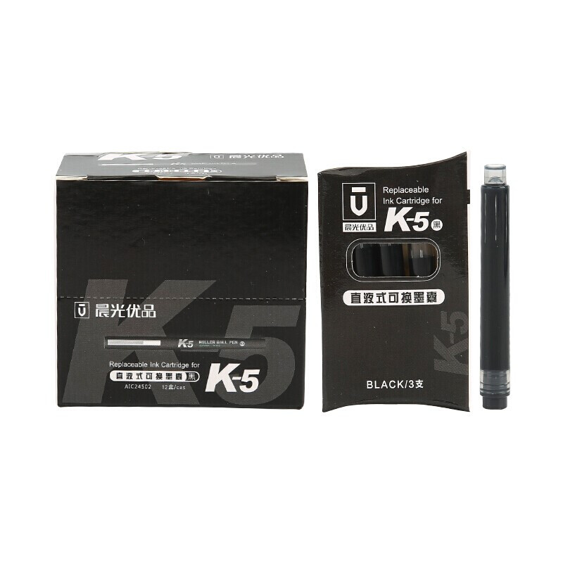 M&G/晨光 直液式墨囊优品 AIC24502(K5) 颜色：黑色 容量：0.8ml 单位:个
