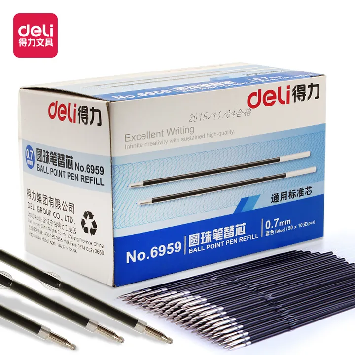 DELI/得力 思达圆珠笔芯 6959 颜色：蓝色 规格：0.7mm 包装数：10支 单位:包