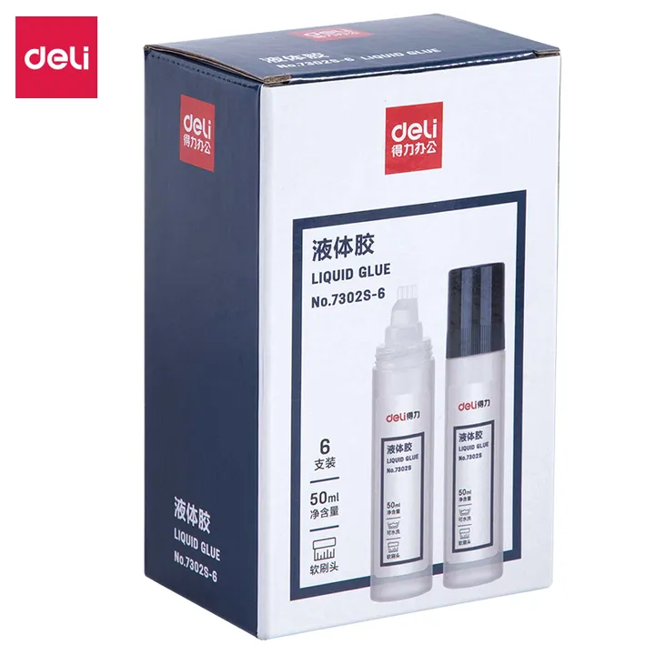 DELI/得力 液体胶 7302S-6 包装规格：50mL×6 颜色：透明 单位:盒