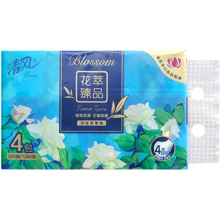 BREEZE/清风 面巾纸 BR41SHC 花萃臻品 4层 80抽/包*4*12 单位:箱