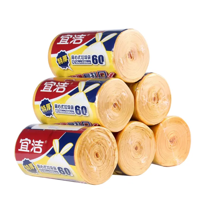 YEKEE/宜洁 垃圾袋 Y-9681 50cmx60cm 黄色 背心 特厚 大号 单位:卷