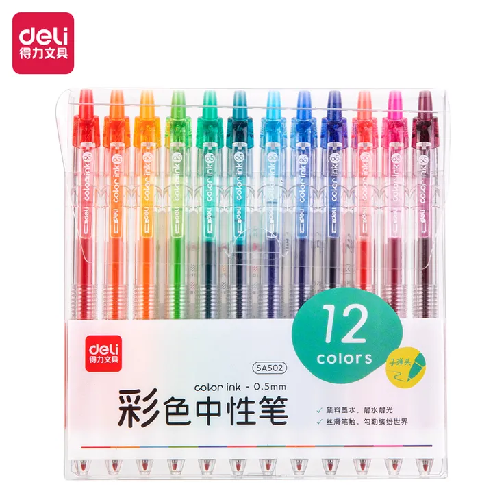 DELI/得力 按动彩色中性笔 SA502 颜色：混色 单位:盒