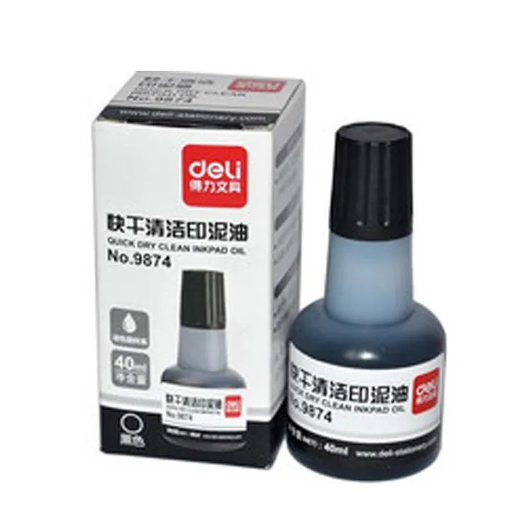 DELI/得力 印泥油 9874 颜色：黑色 容量：40ml 单位:瓶