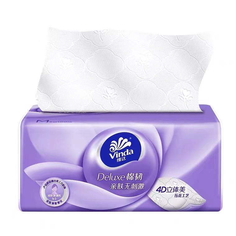 VINDA/维达 抽纸 V2833 三层立体美柔软压花 100抽 单位:箱