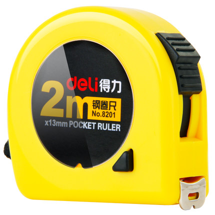 DELI/得力 钢卷尺 8201 长度：2m 颜色：黄色 单位:把