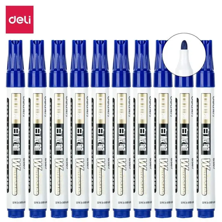 DELI/得力 白板笔 S507 蓝色 线幅1.8mm 10支/盒 单位:支