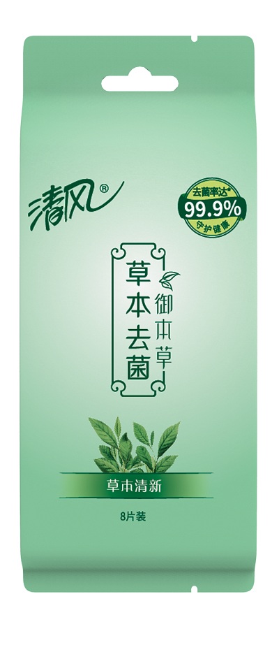 BREEZE/清风 湿巾 BWA08Y/BWA08YU 御本草草本杀菌8片单片装 单位:箱