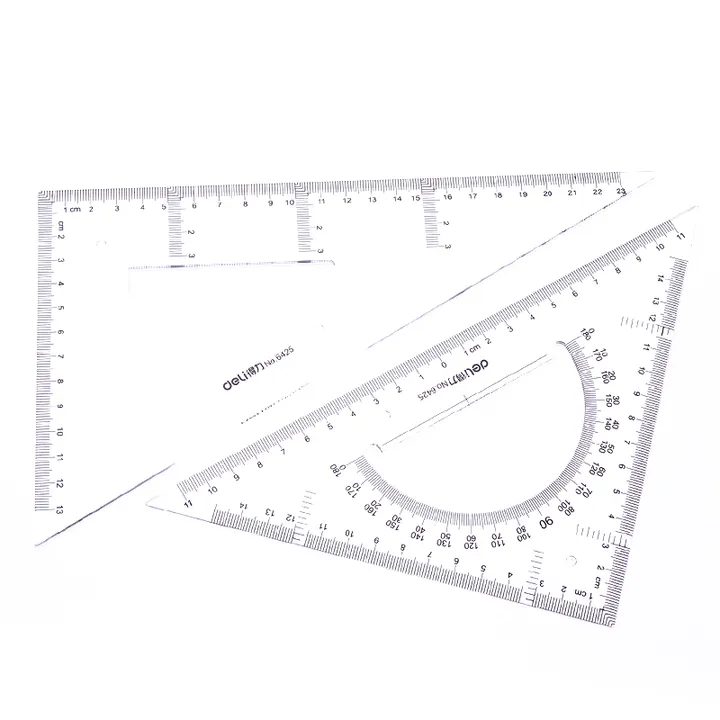 DELI/得力 三角尺 6425 透明本色 25cm 有效刻度23cm 单位:套