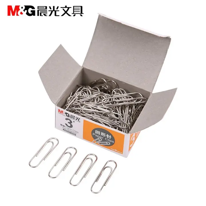 M&G/晨光 金属回形针 ABS91696 3号纸盒装 28mm 银色 100枚 单位:盒