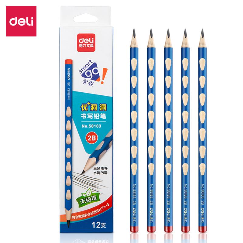DELI/得力 2B洞洞铅笔 58183 混色 长度：175mm 12支/盒 单位:盒