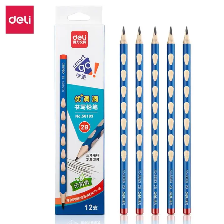 DELI/得力 2B洞洞铅笔 58183 混色 长度：175mm 12支/盒 单位:盒