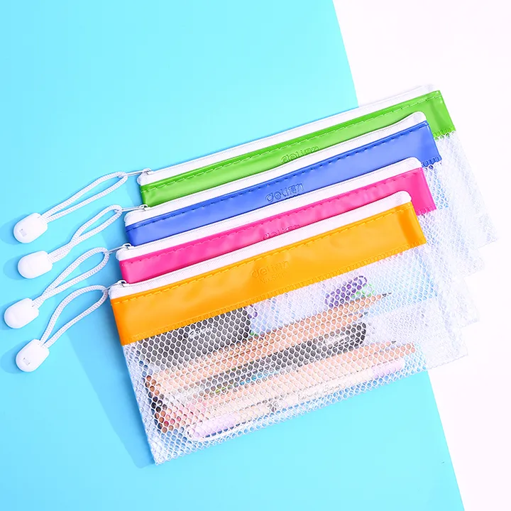 DELI/得力 PVC网格拉链袋 5833 混色 A5.5 单位:只