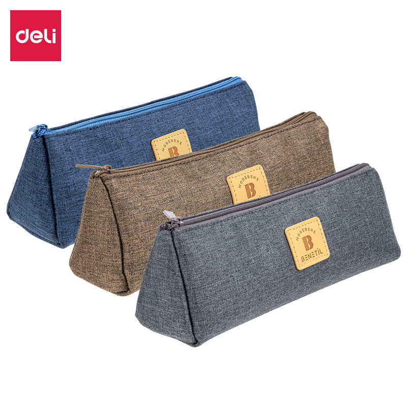 DELI/得力 学霸三角形多用途笔袋 67058 颜色：混色 规格：80mm 尺寸：230×60 单位:只