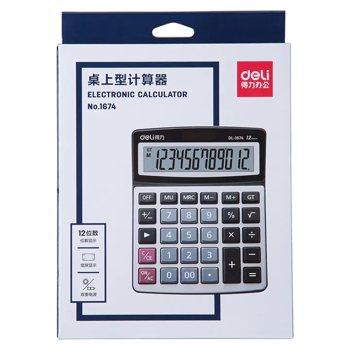 DELI/得力 桌面计算器 1674 颜色：银色 规格：41mm 尺寸：203×158 单位:台