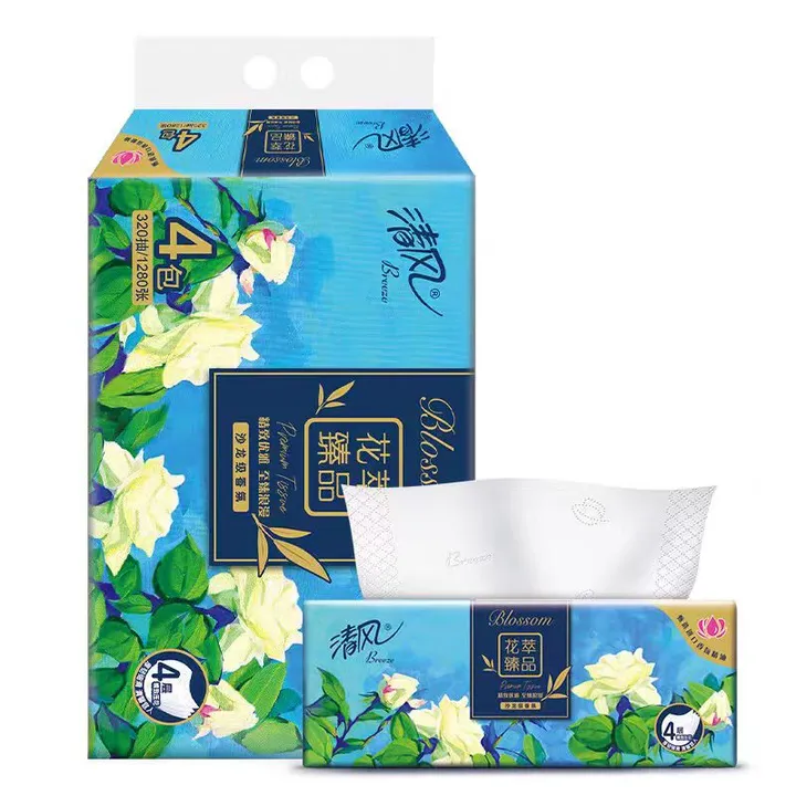 BREEZE/清风 抽取式面巾纸 BR41SHCX 4层80抽/包*4*12 单位:箱