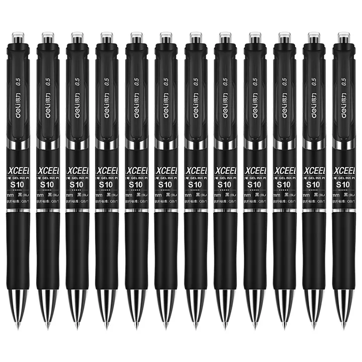 DELI/得力 签字笔中性笔水笔 S10 颜色：黑色 规格：0.5mm 包装数：12支 单位:支