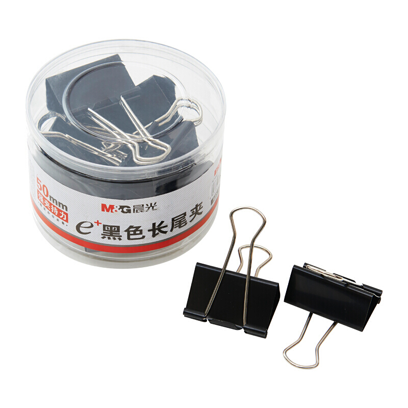 M&G/晨光 长尾夹 ABS92732 Eplus 筒装 黑色 50mm 单位:筒