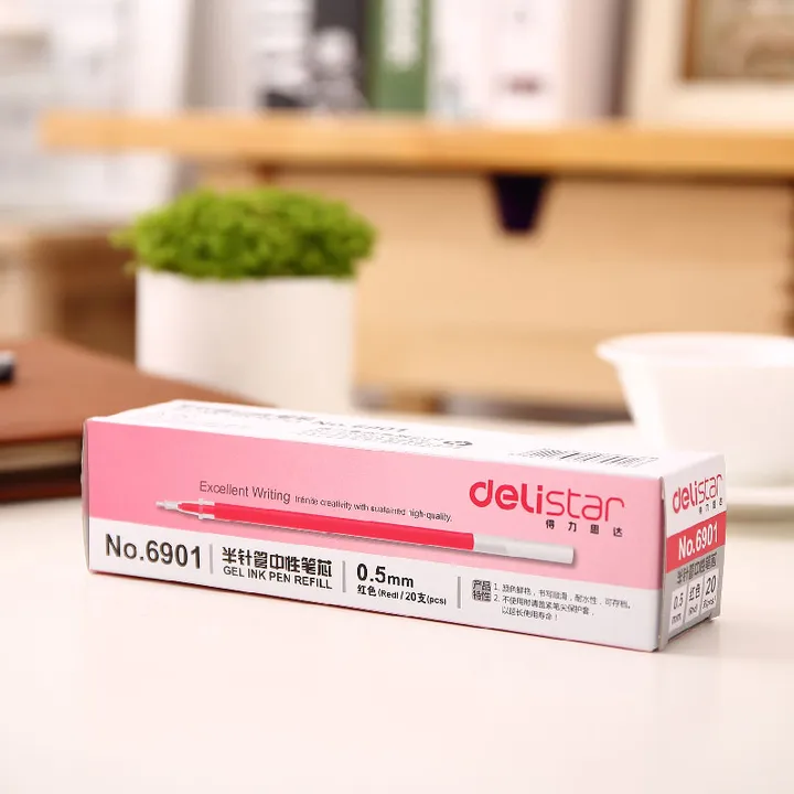 DELI/得力 中性笔芯 6901 颜色：红色 规格：0.5mm 尺寸：180×43×43mm 单位:支