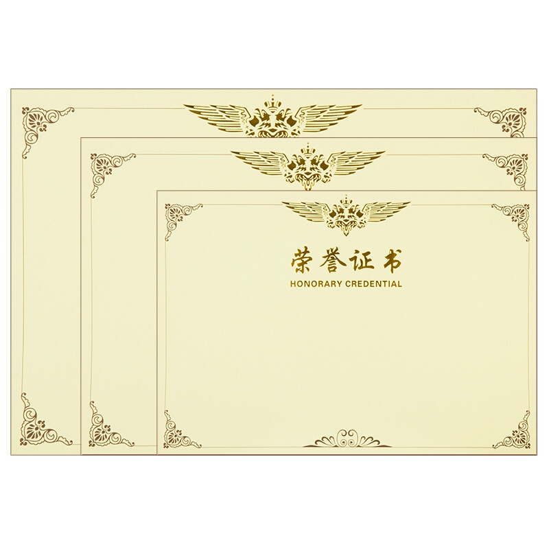 DELI/得力 荣誉证书内芯 3231 尺寸：336×240mm 颜色：黄色 包装数：50张 单位:包