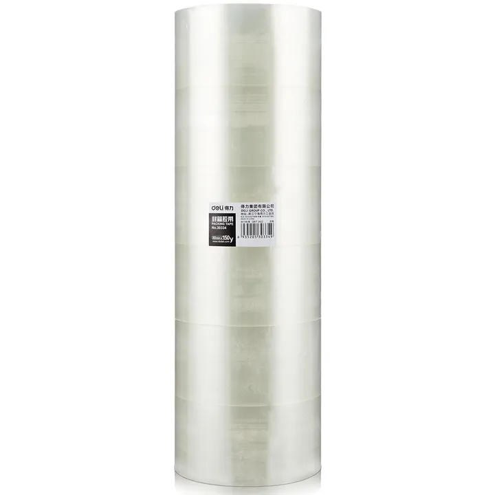 DELI/得力 封箱胶带 30334 尺寸：150y×60mm 包装数：6卷装 颜色：透明 单位:筒