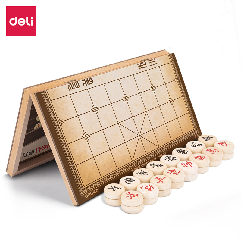 DELI/得力 中国象棋 6732 原木色 29.6*27.3cm 直径2.8cm 单位:盒