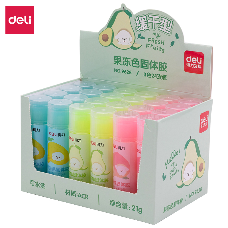 DELI/得力 果冻色固体胶 9628 颜色：混色 克重：21g 单位:支