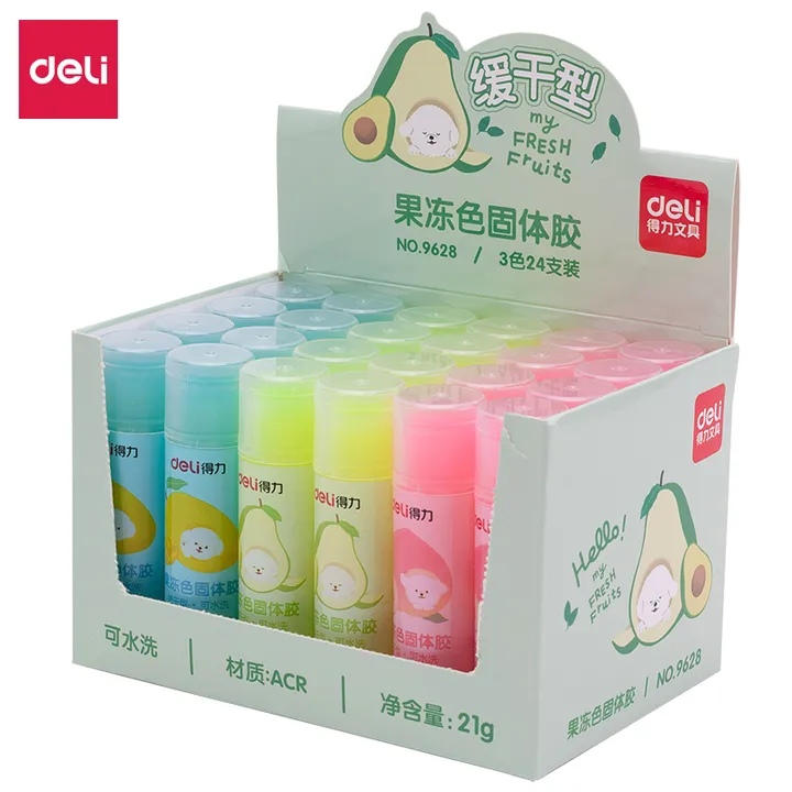 DELI/得力 果冻色固体胶 9628 颜色：混色 克重：21g 单位:支