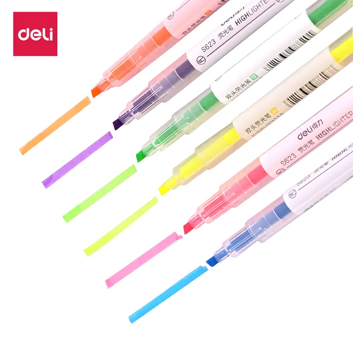 DELI/得力 荧光笔套装 S627 5mm 6色 6支 单位:袋