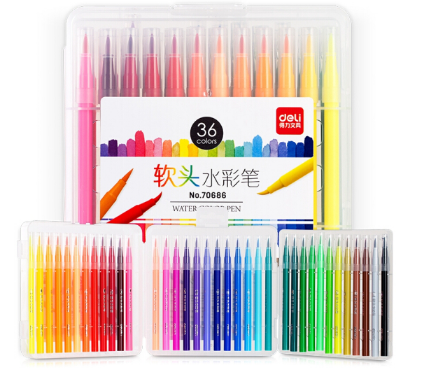 DELI/得力 软头水彩笔 70686 颜色：混色 单位:盒