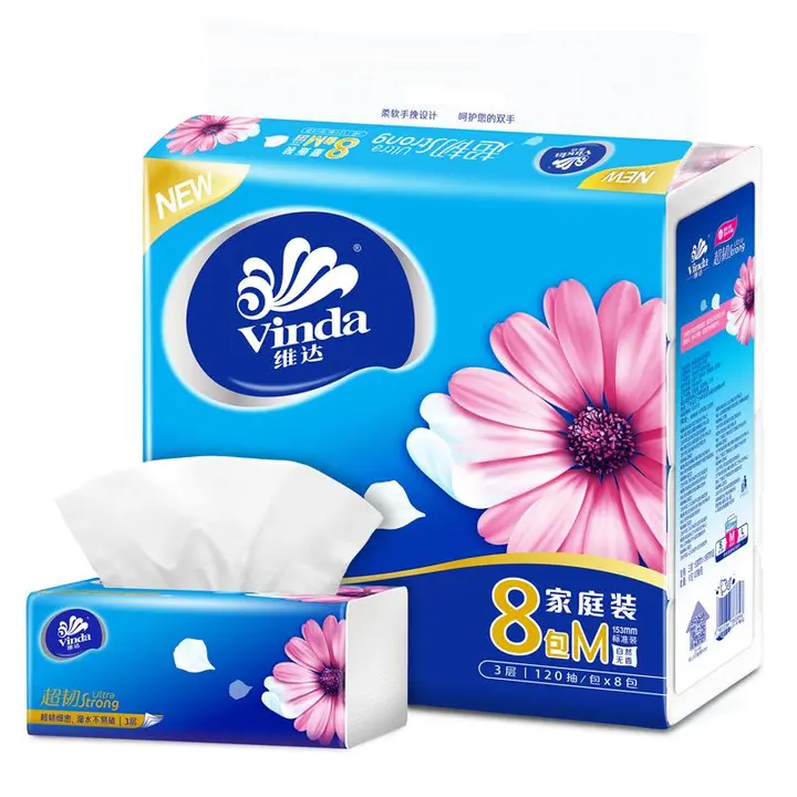 VINDA/维达 抽纸 V2889 规格：153mm*195mm/张 120抽 3层 8包/提 48包/箱 包装数：48包/箱 单位:箱