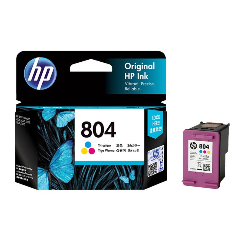 HP/惠普 804墨盒 T6N09AA 彩色/165页 适用机型：HP ENVY Photo 6220 AiO Printer/HP ENVY Photo 6222 AiO Printer/HP Tango Printer/HP Tango X Printer/HP Envy Inspire 7220e AIO Printer/HP Envy Inspire 7920e AIO Printer 单位:个
