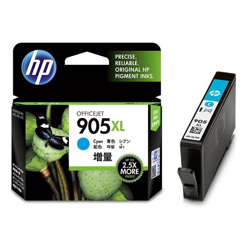 HP/惠普 905XL墨盒 T6M05AA 蓝色/青色高容/825页 适用机型：HP OfficeJet Pro 6960 All-in-One Printer/HP OfficeJet Pro 6960 All-in-One Printer/HP OfficeJet Pro 6970 All-in-One Printer 单位:个