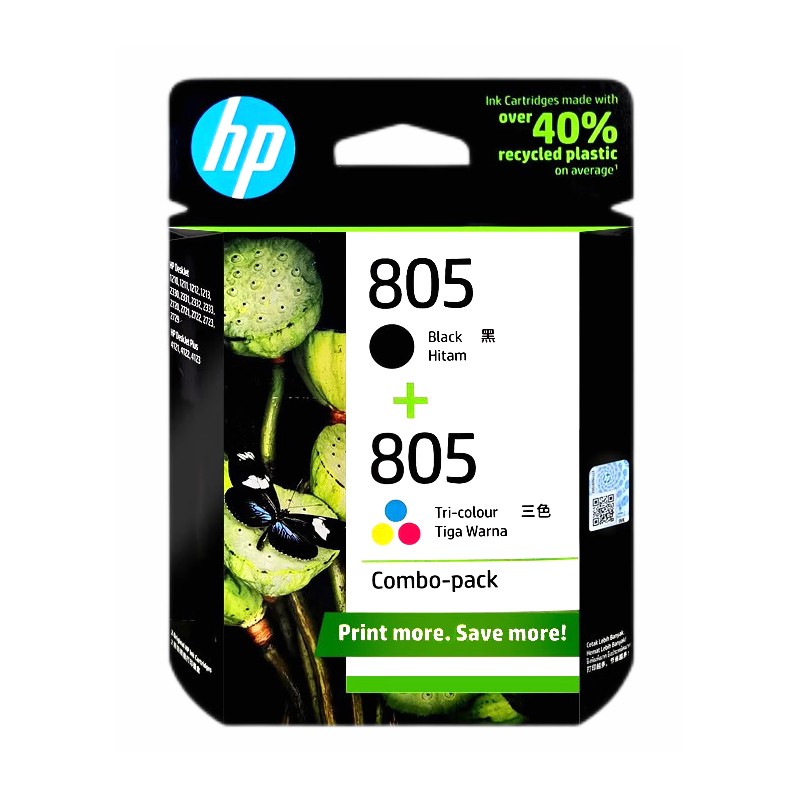 HP/惠普 805黑彩墨盒套装 6ZD32AA 黑120页/彩100页 适用机型：DeskJet 1210/DeskJet 1212/DeskJet 2330/DeskJet 2332/ DeskJet 2720/ DeskJet 2721/DeskJet 2722/DeskJet 2723/DeskJet 2729/2820/2821/2822/2823/2828/2829/4221/4227/4228 单位:个