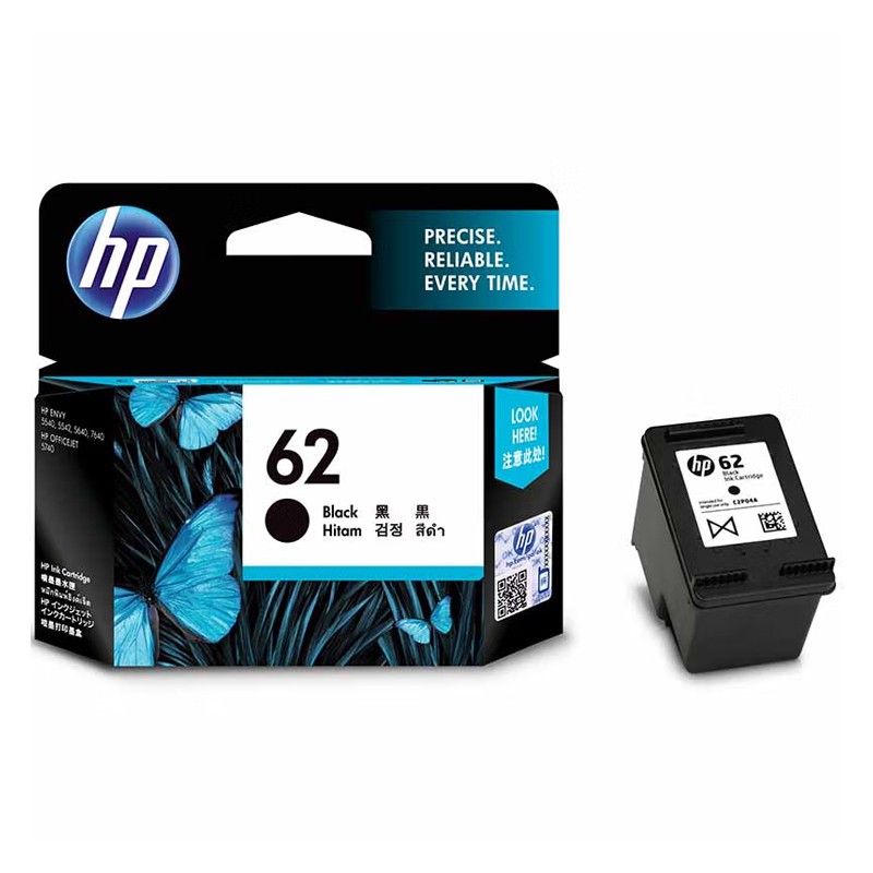HP/惠普 62墨盒 C2P04AA 黑色/200页 适用机型：HP OfficeJet 200 Mobile Printer/HP OfficeJet 258 Mobile AiO prntr/HP OfficeJet 208 Mobile Printer/HP Envy 5640 单位:个