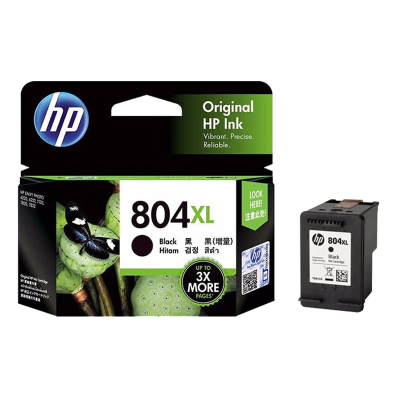 HP/惠普 804XL墨盒 T6N12AA 黑色高容/600页 适用机型：HP ENVY Photo 6220 AiO Printer/HP ENVY Photo 6222 AiO Printer/HP Tango Printer/HP Tango X Printer/HP Envy Inspire 7220e AIO Printer/HP Envy Inspire 7920e AIO Printer 单位:个